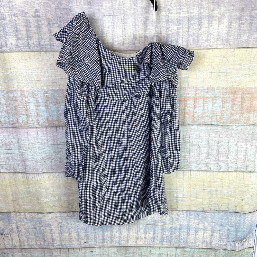 Adelyn Rae Gingham One-Shoulder Ruffle Dress - Picture 5 of 7